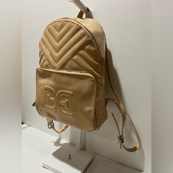 Tan  backpack patent leather Sam Edelman 12 high 8wide 5 deep main image 4